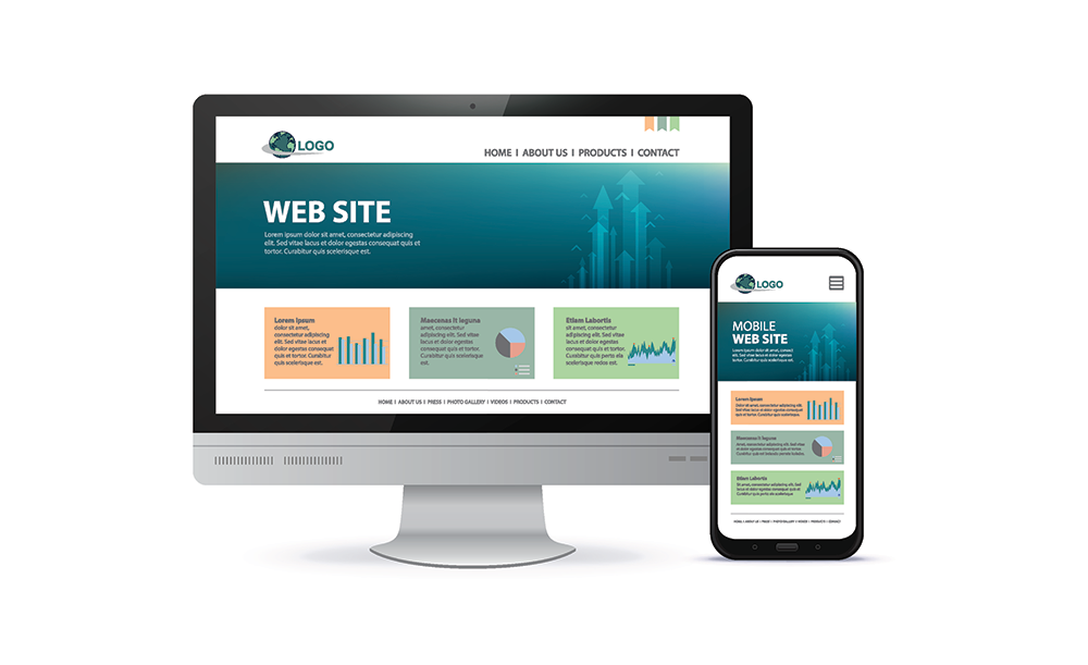 A computer monitor and a cell phone displaying a web site.