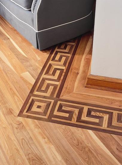 Greek Style Border Floor Design - Mundelein, IL - Wizard of Wood Flooring