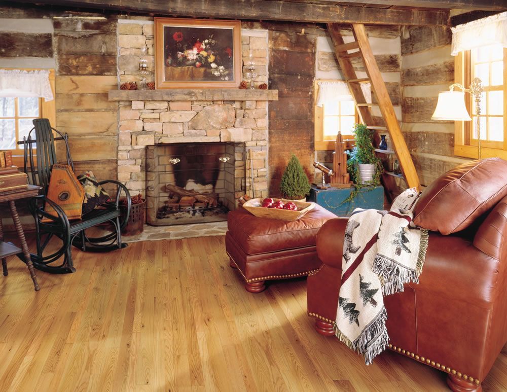 Living Room and Fireplace Hardwood Floor - Mundelein, IL - Wizard of Wood Flooring