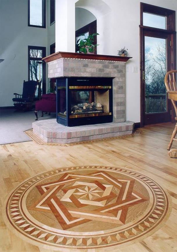 Geometric Rose Floor Design - Mundelein, IL - Wizard of Wood Flooring