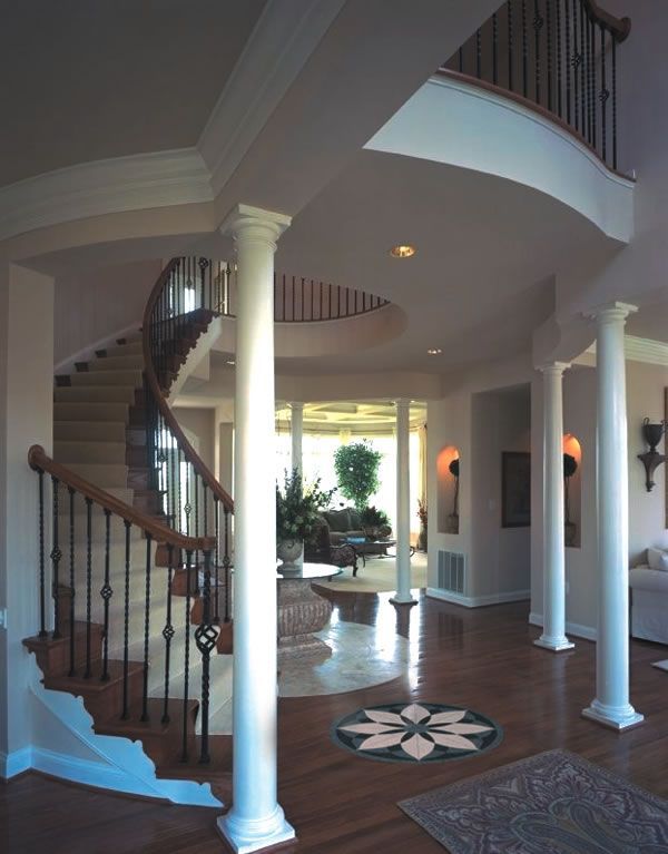 Stair Case & Medallion Floor Design - Mundelein, IL - Wizard of Wood Flooring