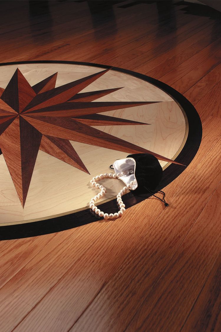 New Compass & Necklace Floor Design - Mundelein, IL - Wizard of Wood Flooring