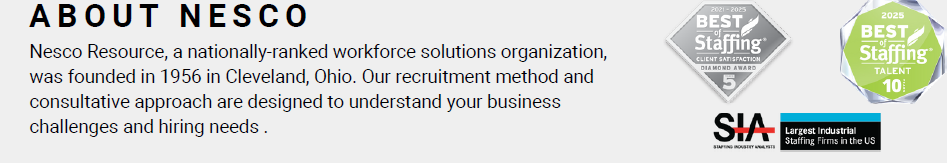 Nesco Resource logo, About Nesco text, and