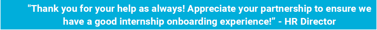 Client testimonial from HR Director thanking partner for internship onboarding support - Nesco