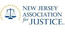 The new jersey association for justice logo has a scale of justice on it.