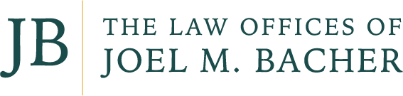 The logo for the law offices of joel m. bacher