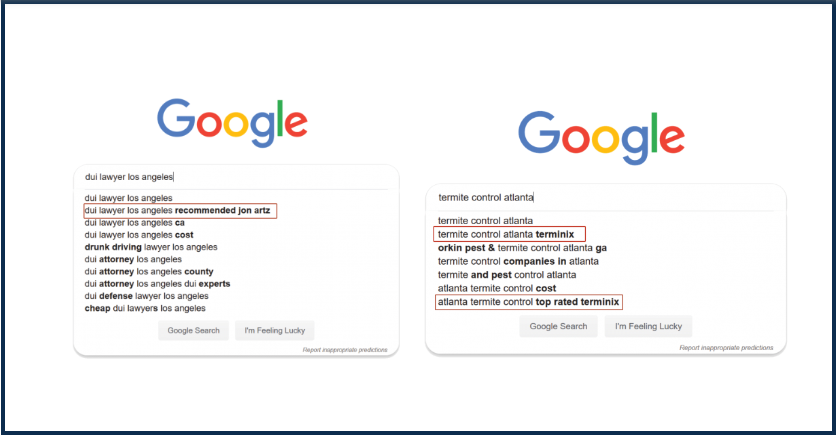 Two google search results are shown on a white background.