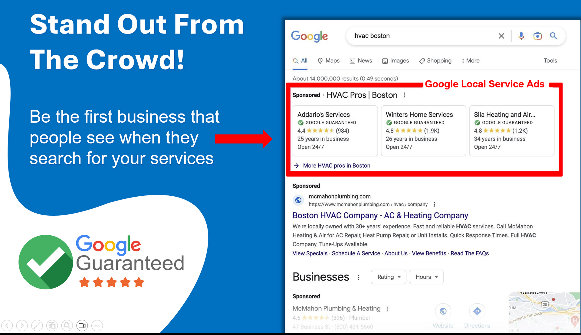 A google ad that says stand out from the crowd