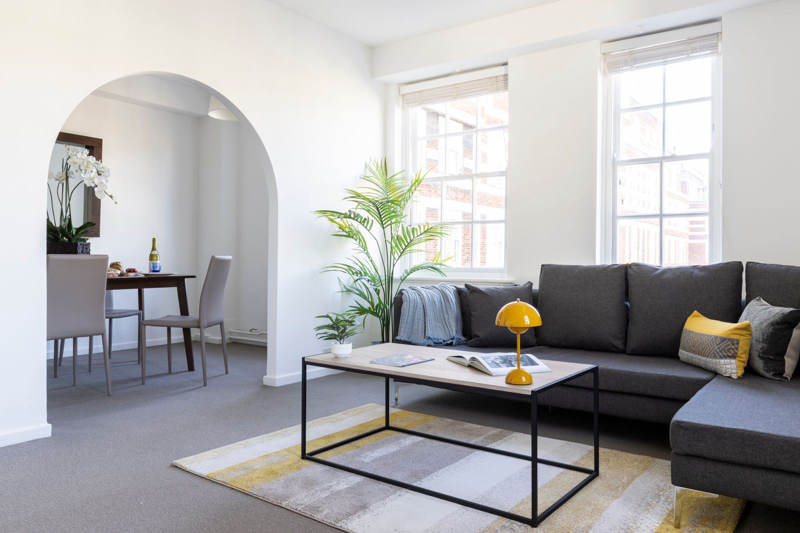 Living room at Dolphin Square in London, UK.
