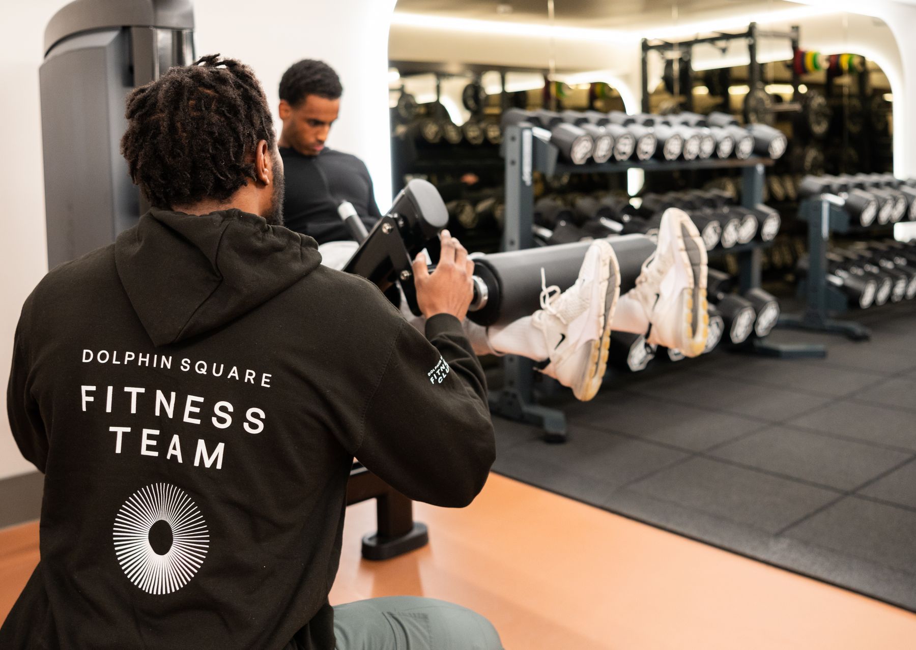 Personal trainers at at Dolphin Square in London, UK.