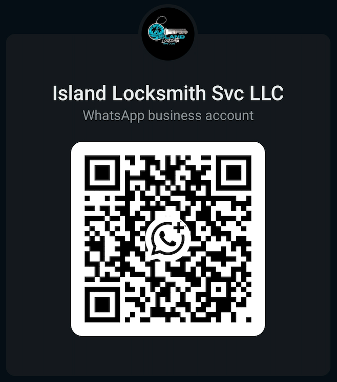 A QR code for the Island Locksmith Svc LLC WhatsApp business account.