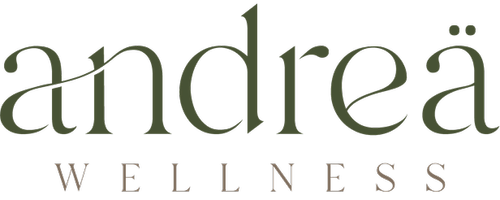 A logo for andrea wellness is shown on a white background.