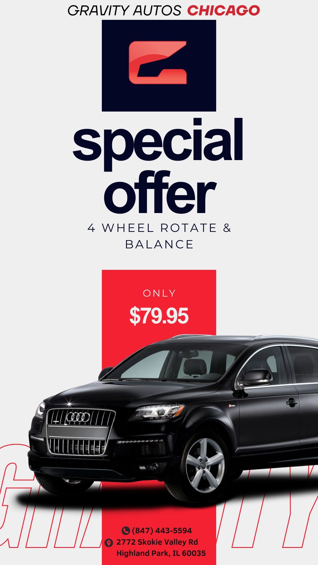 Wheel Rotation and Balance Special | Gravity Service Center