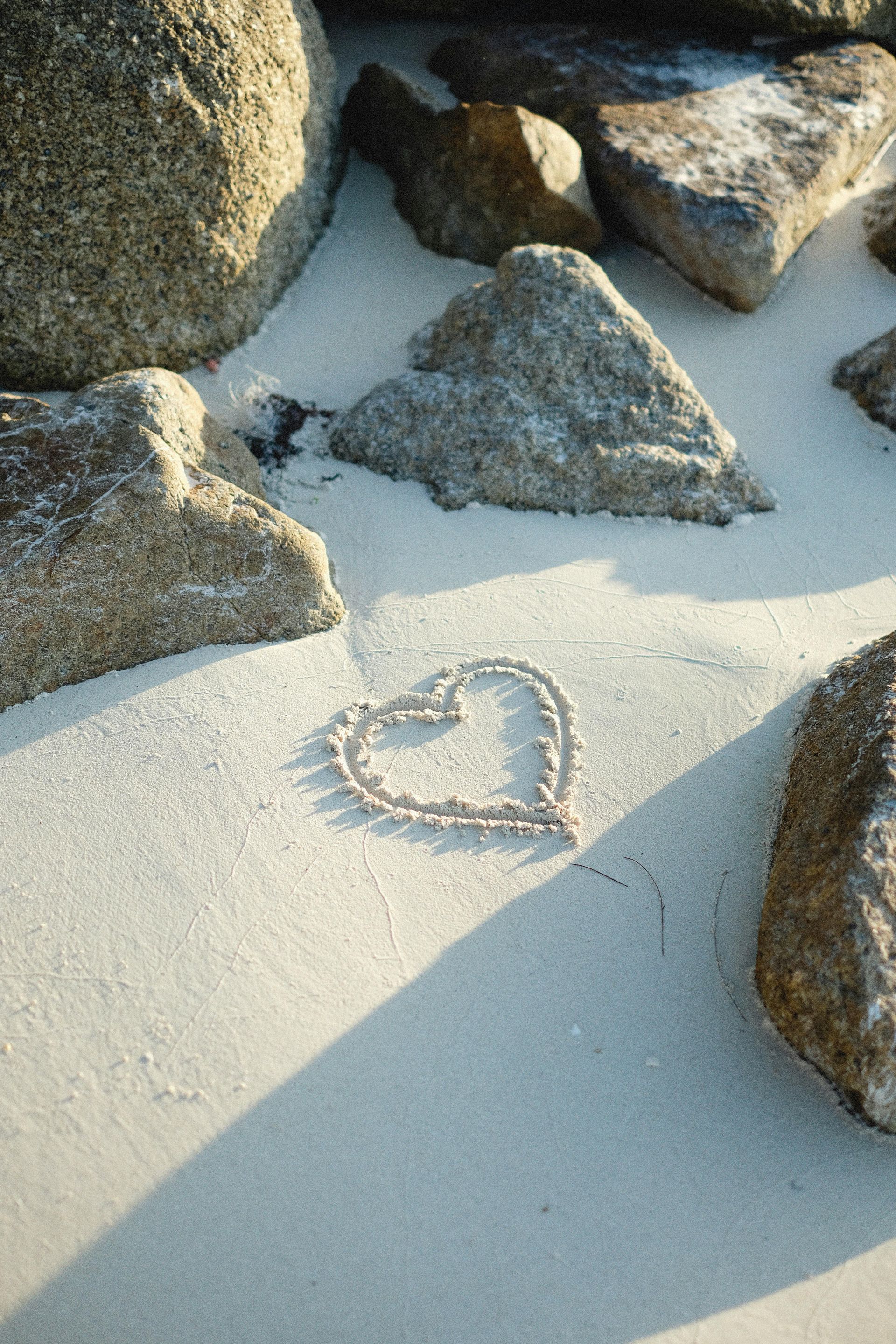 heart drawn in the sand
