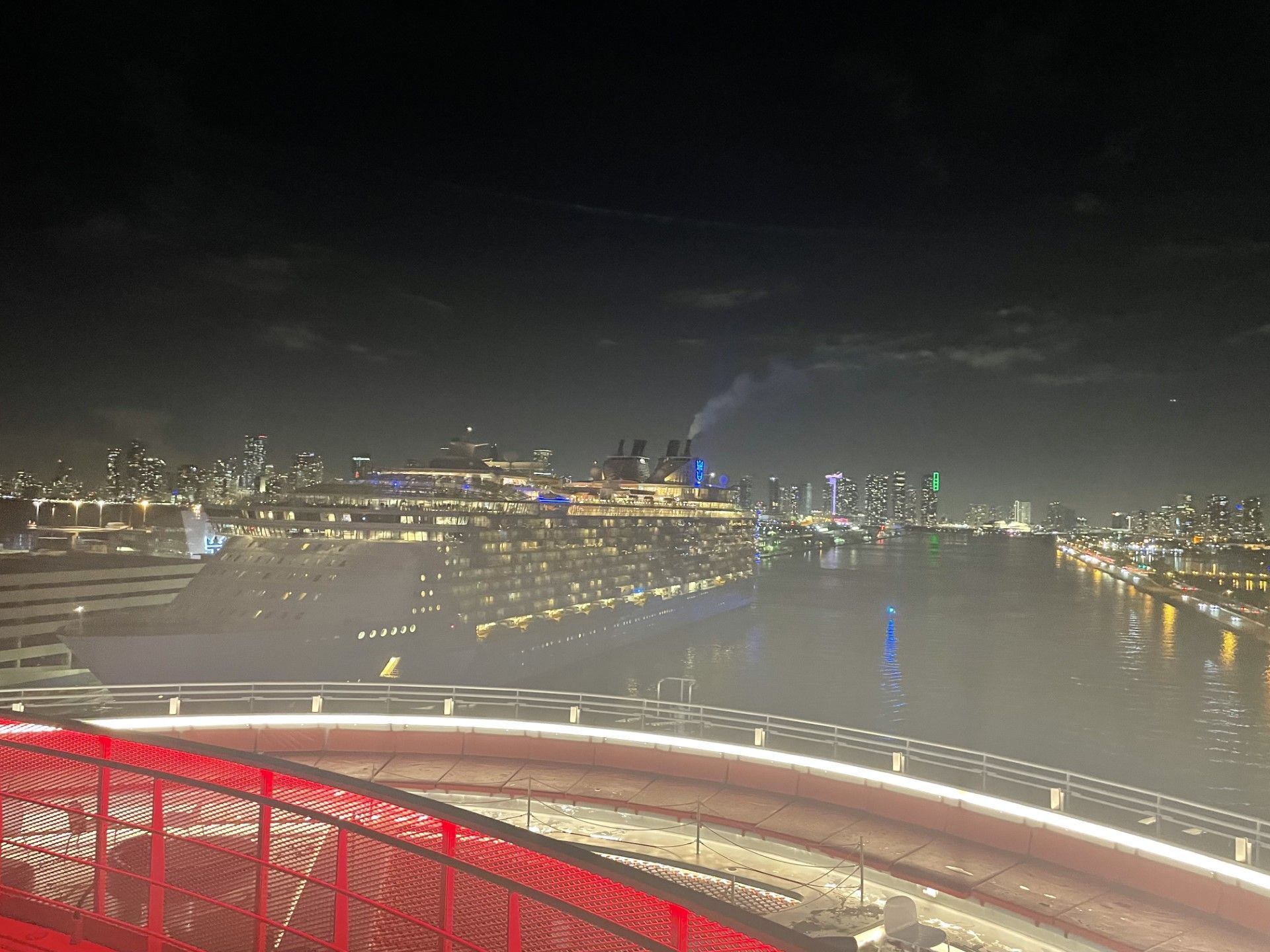 Nighttime sail away from Miami