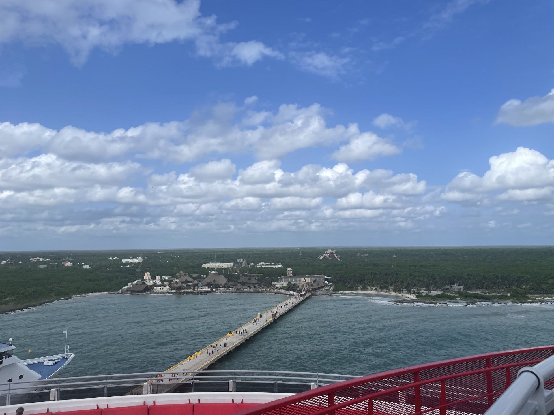 View of Costa Maya from the top of a cruise ship.
