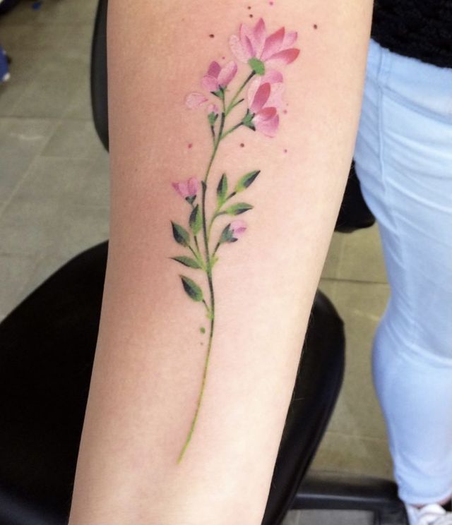 sweet pea watercolor tattoo