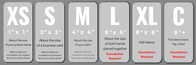 22 5X5 Tattoo Size Chart SherrylFawaz