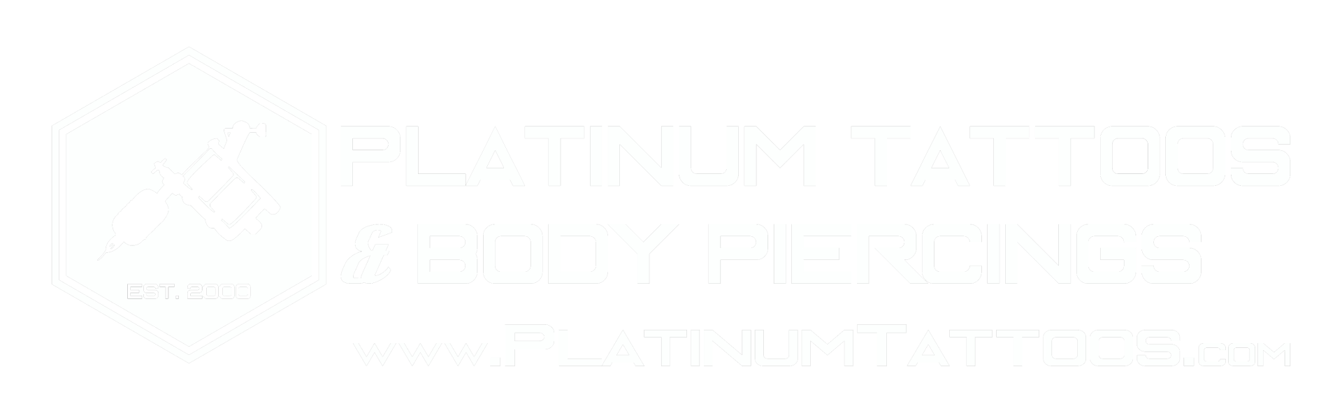 Platinum Tattoos Logo in White