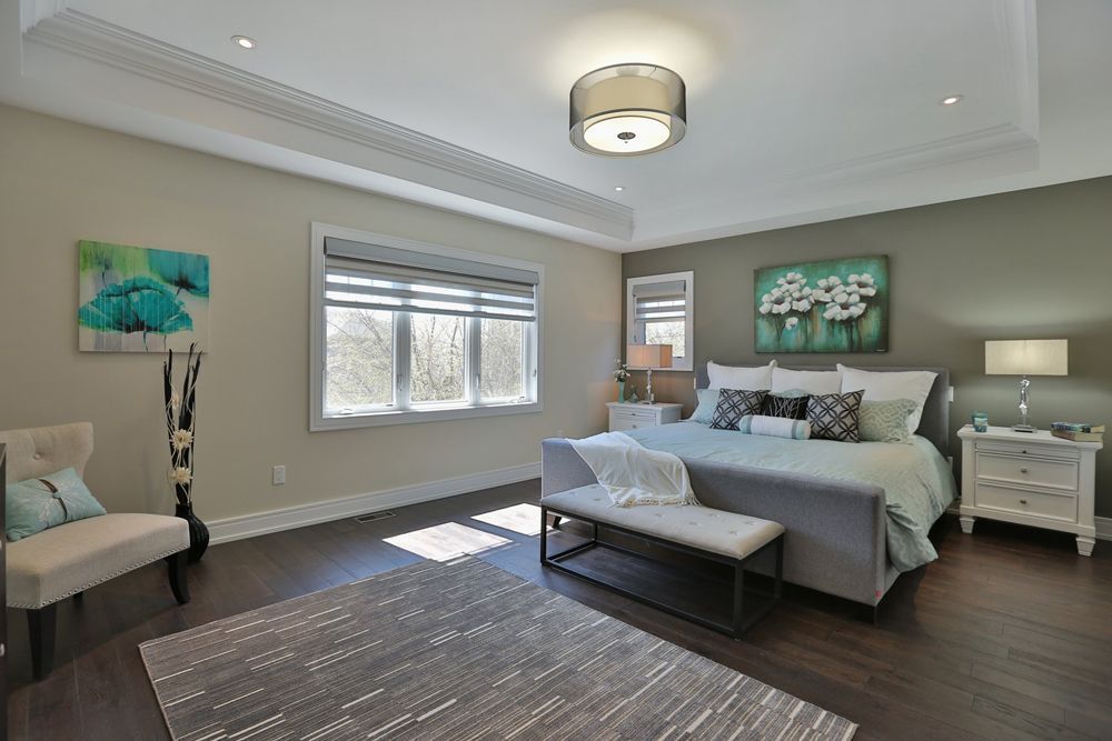 There is a large bed in the middle of the room.