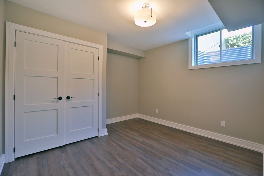 There is a window in the corner of the room.