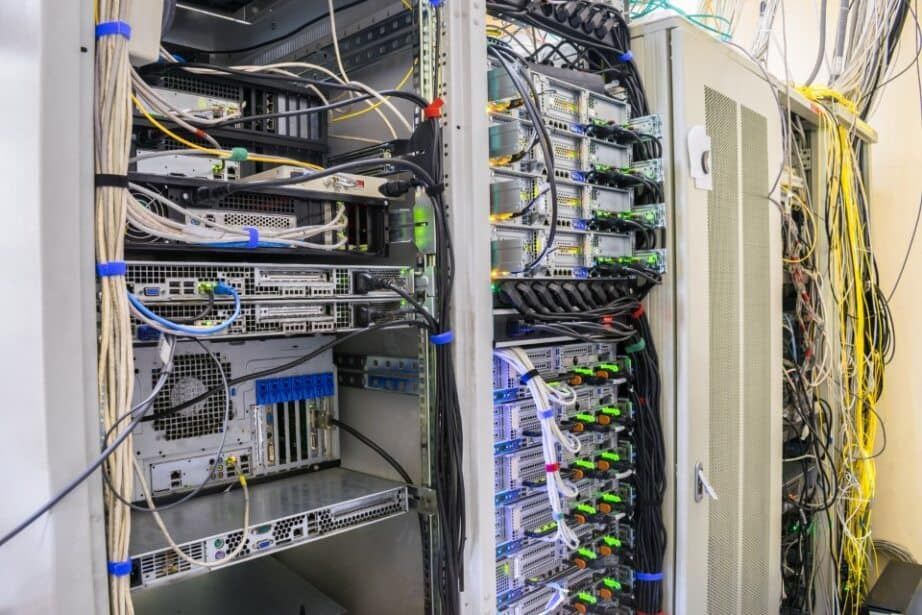Server Racks with Numerous Computers, Cables, and Network — Pacific Telephone & Data In Cardiff, NSW