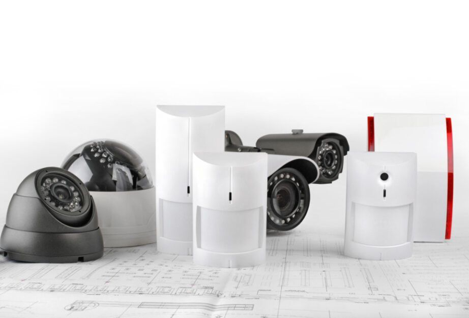 Security Cameras and Motion Sensors in Various Shapes and Sizes, White Background — Pacific Telephone & Data In Cardiff, NSW