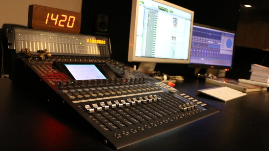 Audio Mixing Console with Two Computer Monitors — Pacific Telephone & Data in Lake Macquarie, NSW
