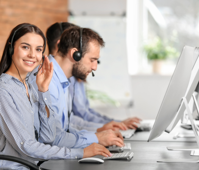 woman and man with computers