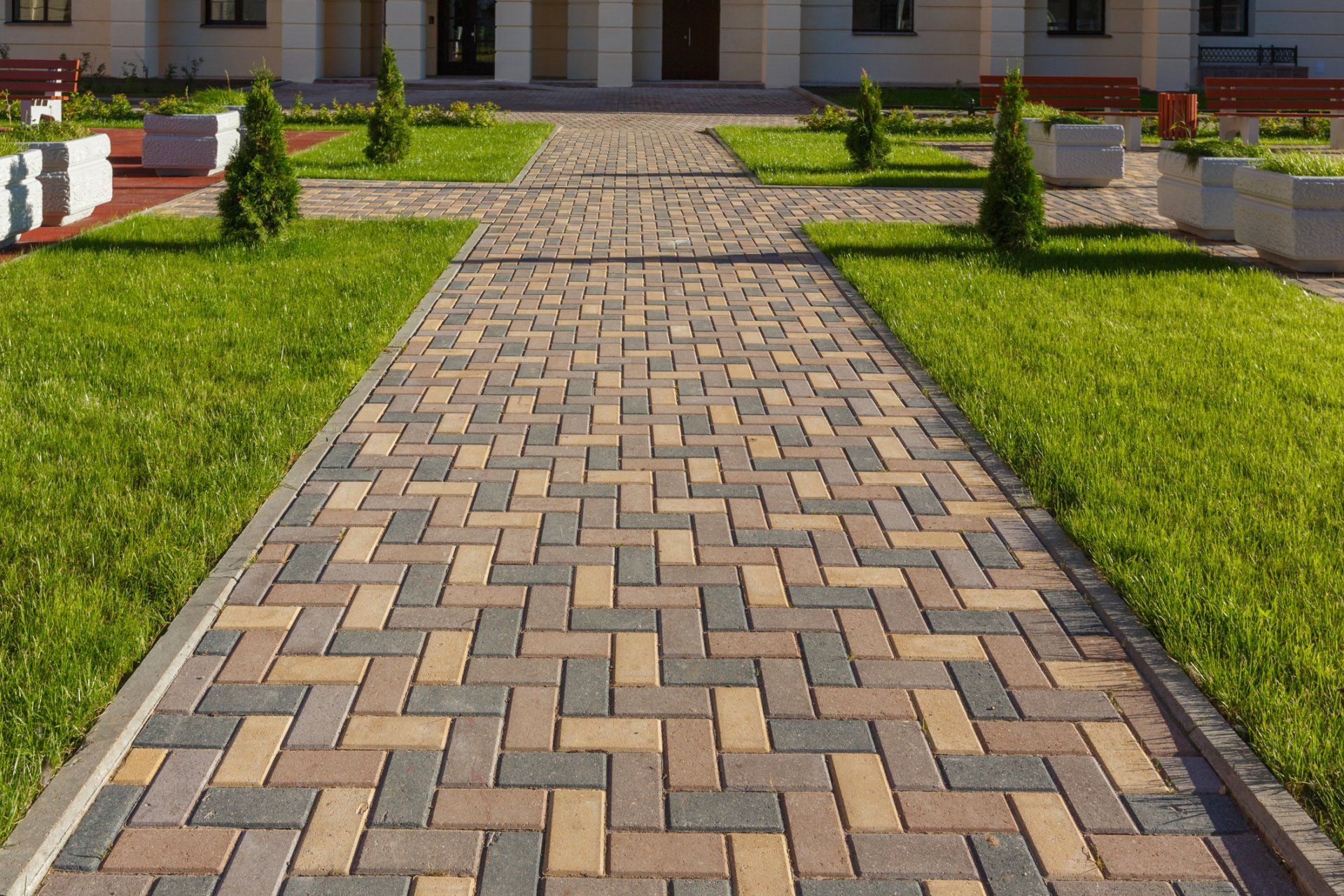 Colorful Cobblestone Road Pavement — St. Johns & Duval Counties, FL — Fisher Concrete Inc