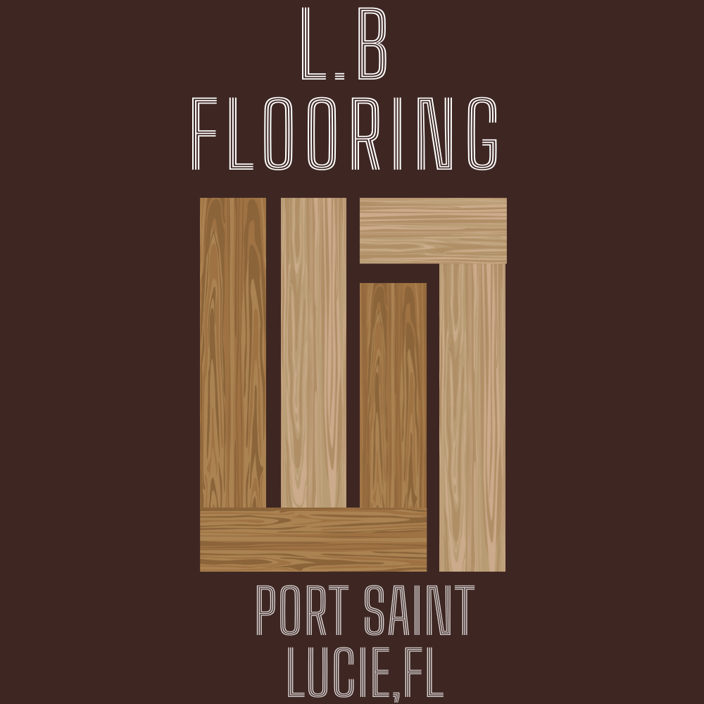 A logo for lb flooring port saint lucie fl