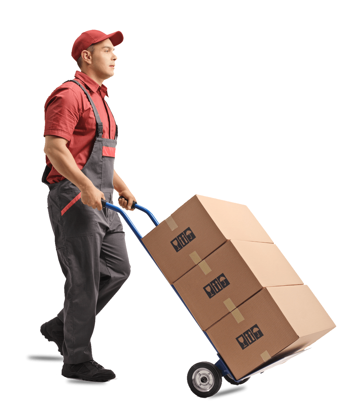 The Man Pushing Boxes on a Hand Truck – Baton Rouge, LA – Student Movers Inc