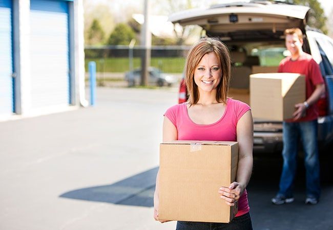 woman unloading storage