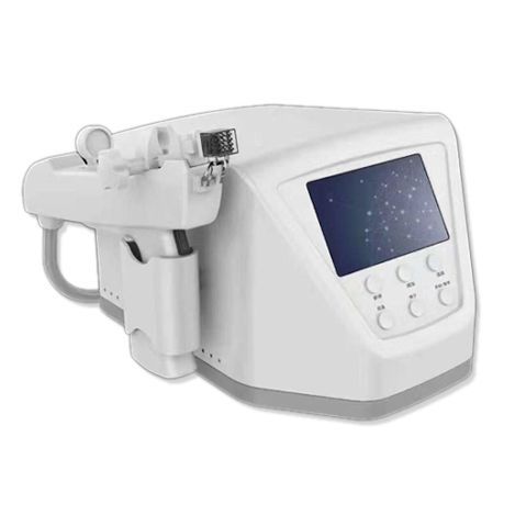 一台白色機器，螢幕和按鈕在白色背景上。