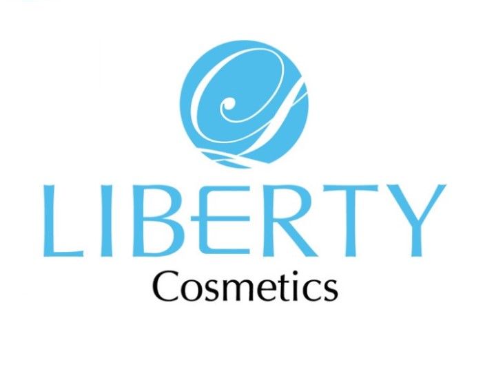 帶有藍色圓圈的 liberty 化妝品標誌