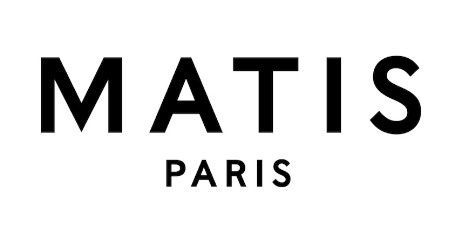 白色背景上的 matis paris 的黑白標誌。
