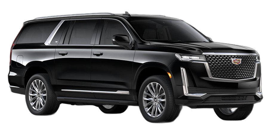 A black Cadillac Escalade ESV SUV shown in profile against a white background.
