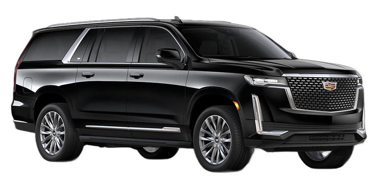 A black Cadillac Escalade ESV SUV shown in profile against a white background.