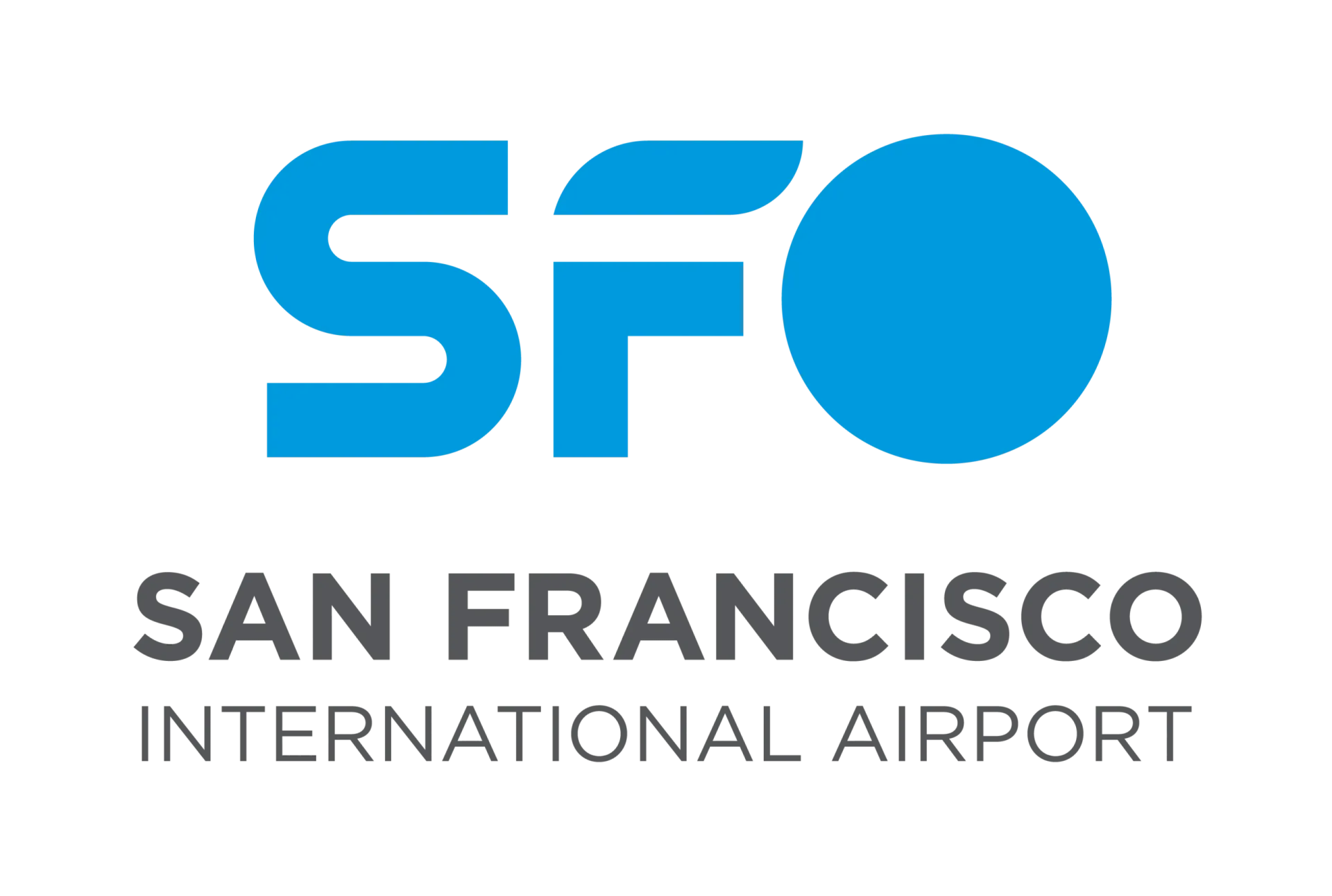 Logo for San Francisco International Airport, featuring the blue letters 