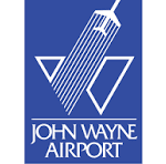 The John Wayne Airport logo featuring a stylized white 