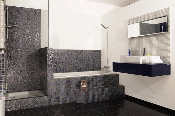 bathroom with granite accents