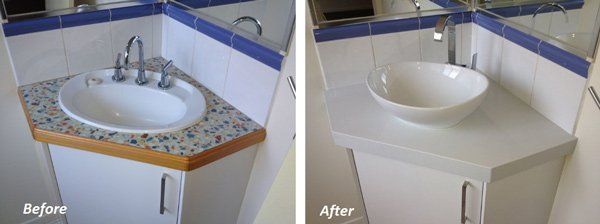 before and after of corner sink