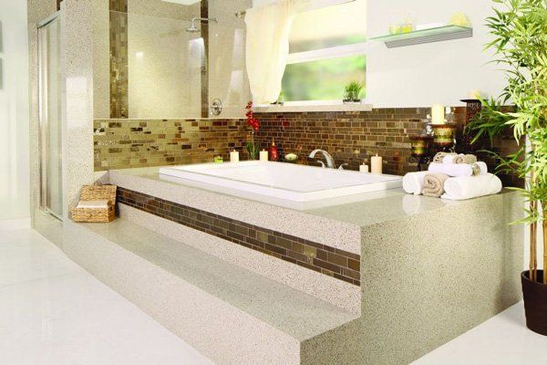 bathtub with mosaic tiling