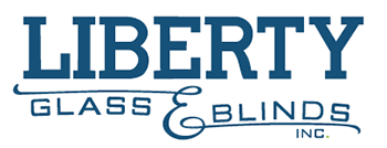 The logo for liberty glass and blinds inc.