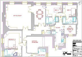 Record drawing of a flat in central London prior to refurbishment