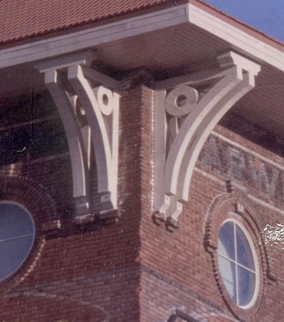 wooden brackets on a building