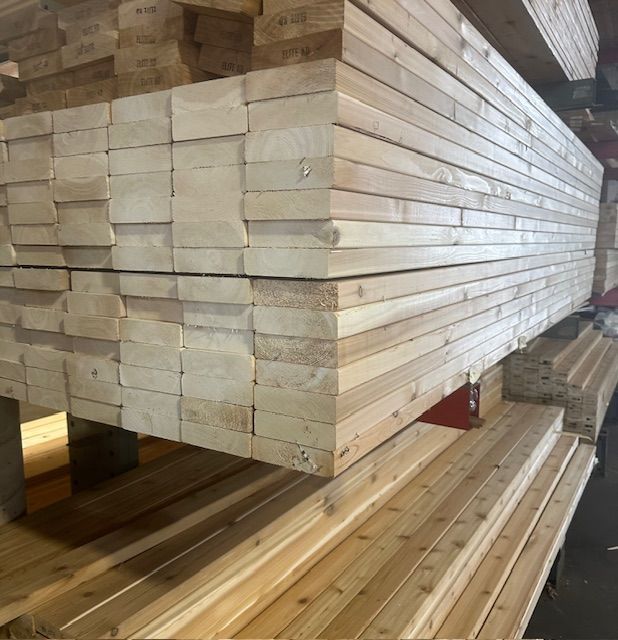 wood racks full of dimensional lumber