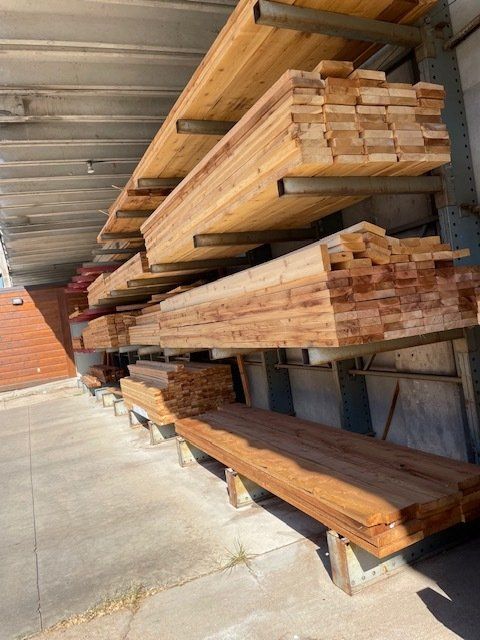 wood racks full of dimensional lumber