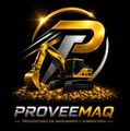 Logo de PROVEEMAQ con excavadora amarilla sobre fondo negro y texto “Proveedores de maquinaria y suministros”