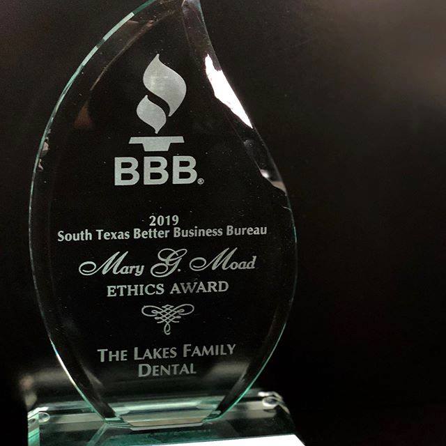 A mary g mood ethics award from the lakes family dental